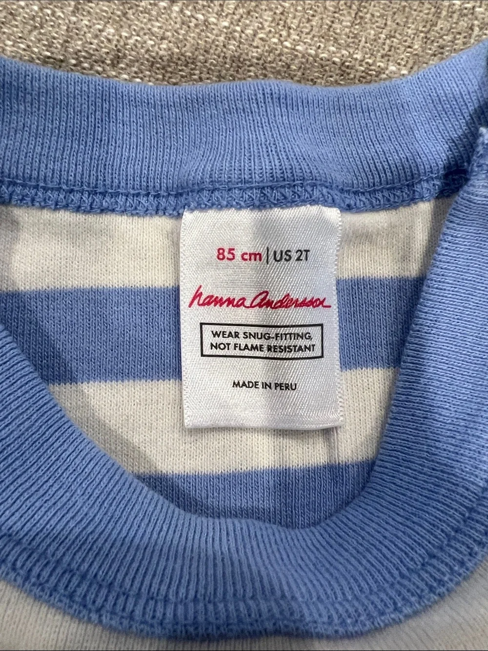 Hanna Andersson Light Blue and White Striped Pajama Set